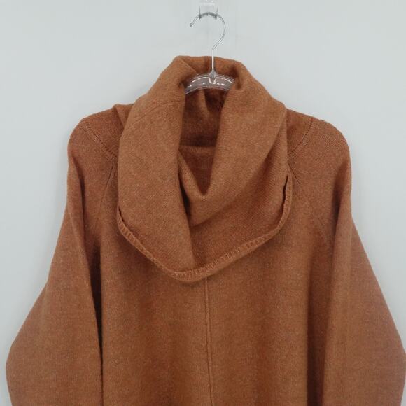 Max Studio Sweater Womens 1X Orange Cowl Neck Long Tunic Alpaca Blend Casual - Picture 6 of 12